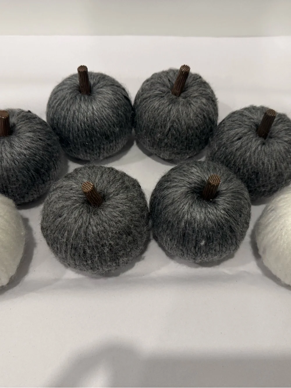 Set of 8 Minimalist Decorative Pumpkins in Gray and White